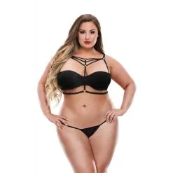 Baci Lingerie Ensemble 2 Pièces GT Harnais Avec Lanières Noires