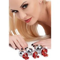 Booty Sparks Pack De 3 Plugs Anal Bijou Avec Clochettes Rouges -SexToys Soldes booty sparks pack 3 bijou anal rouge clochettes 3