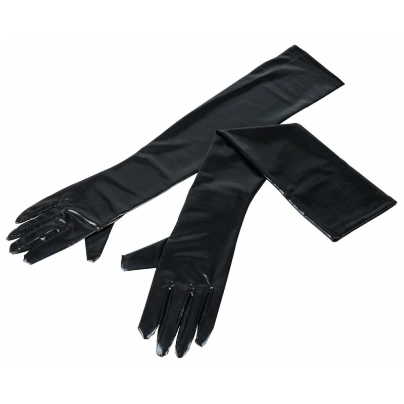 Cottelli Collection Gants Extra-Longs Wetlook Noirs 4 Cottelli Collection Gants Extra-Longs Wetlook Noirs – Image 2