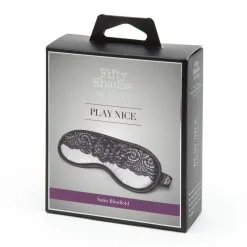 Fifty Shades Of Grey Masque Dentelle Et Satin Play Nice Noir & Gris -SexToys Soldes fifty shades of grey play nice satin lace blindfold 2