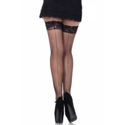 LEG AVENUE Bas Arabesques 9035 Résille Couture Noirs