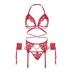 LEG AVENUE Ensemble 4 Pièces Ouvert 81653 Dentelle Rouge & Menottes -SexToys Soldes leg avenue ensemble 4 pieces 81653 dentelle rouge 5