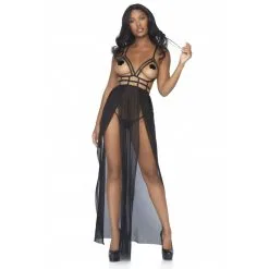 LEG AVENUE Robe Longue à Lanière Noire