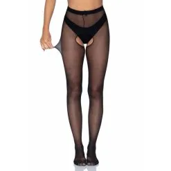 LEG AVENUE Collant Ouvert 1905 Voile Fin Noir -SexToys Soldes leg avenue sheer crotchless pantyhose 3