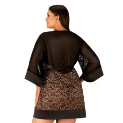 Obsessive Déshabillé Allunes Imprimé Léopard GT -SexToys Soldes obsessive allunes deshabille leopard maille noire gt 2